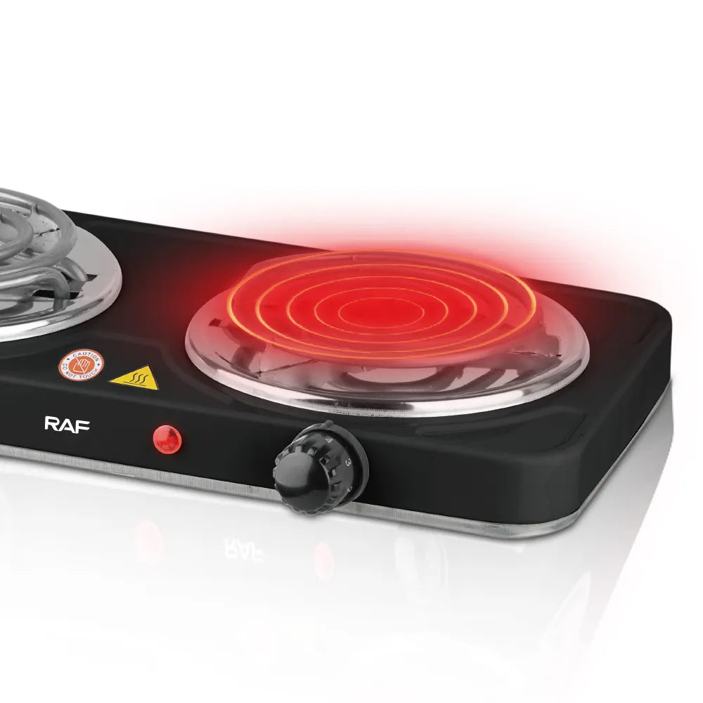 Aparate de bucătărie, AT PERFORMANCE®, Plită electrică, 1000W, dublă, inveliș antiaderent cu protecție la supraîncălzire, negru.